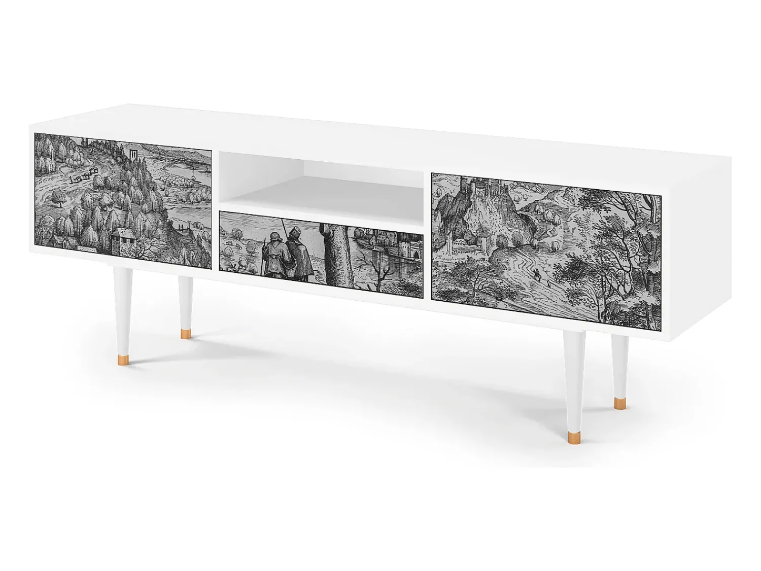 Mueble de TV - 170х59х41 cm - T6 - Milites Requiescentes, Branco^ Móvel De Tv