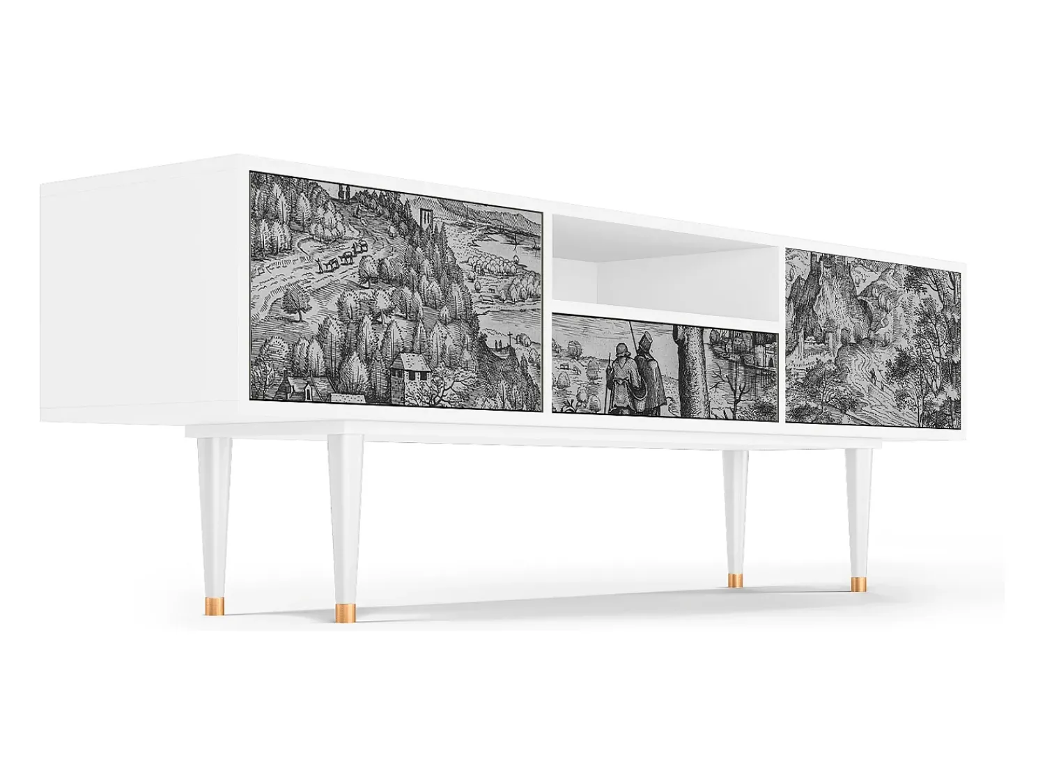 Mueble de TV - 170х59х41 cm - T6 - Milites Requiescentes, Branco^ Móvel De Tv