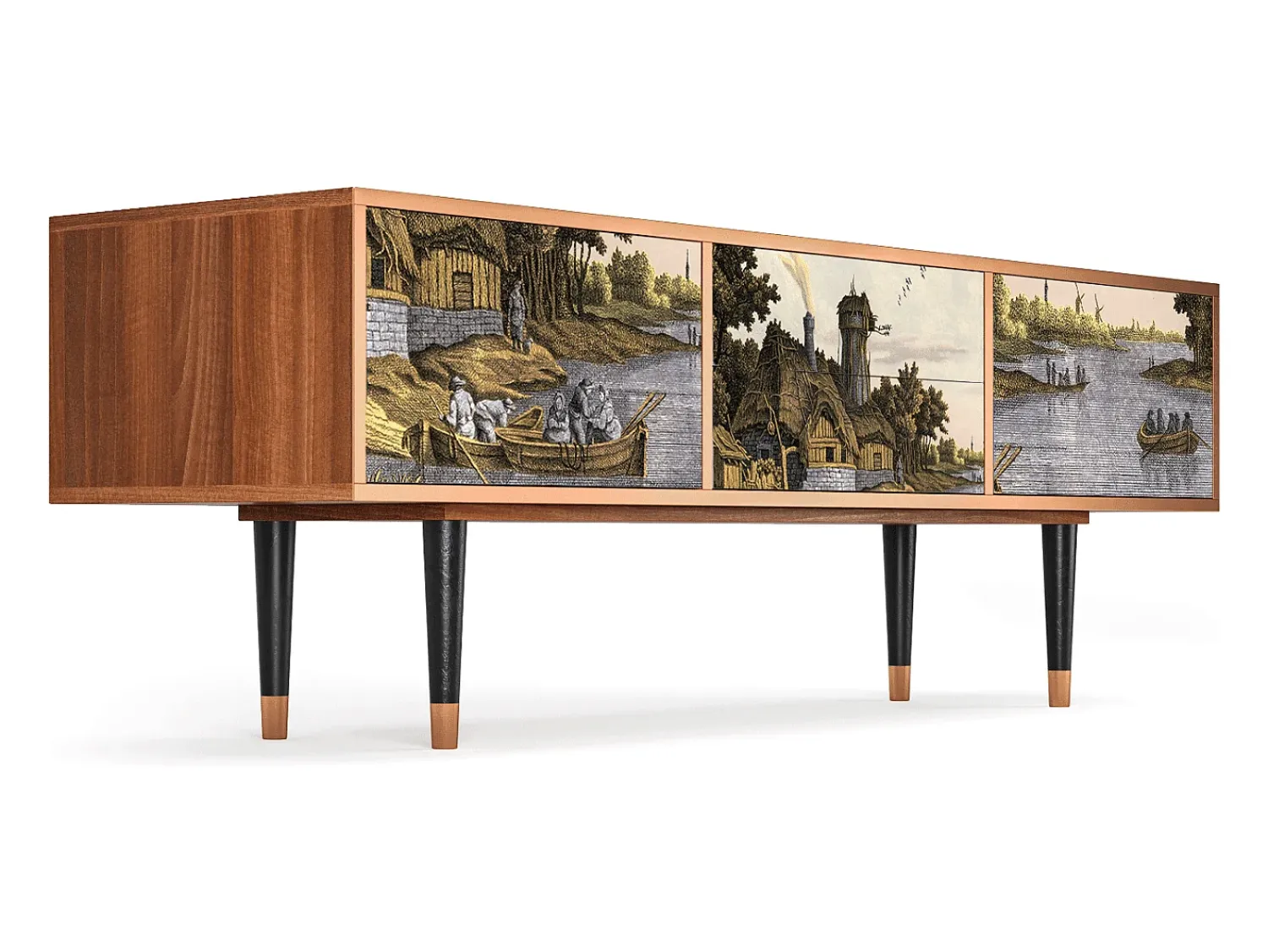 Outlet Mueble de TV - 170х59х48 cm - T4 - Mill along a River, Nogueira Castanho