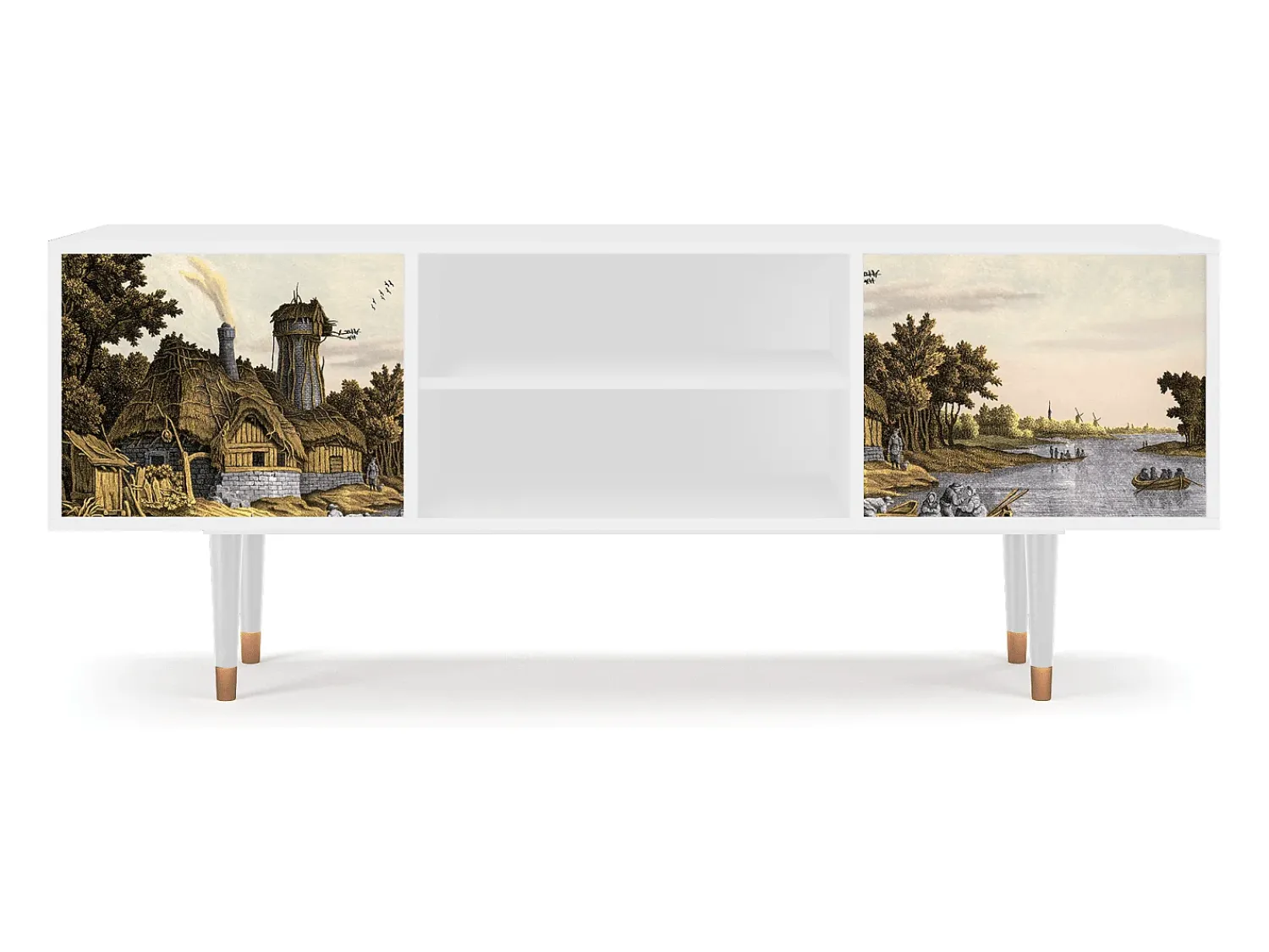 Mueble de TV - 170х69х48 cm - T2 - Mill along a River, Branco^ Móvel De Tv