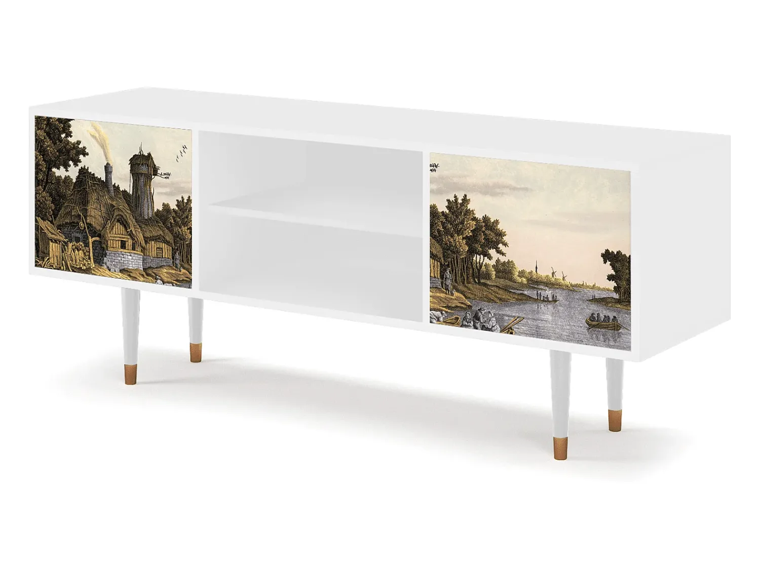 Mueble de TV - 170х69х48 cm - T2 - Mill along a River, Branco^ Móvel De Tv
