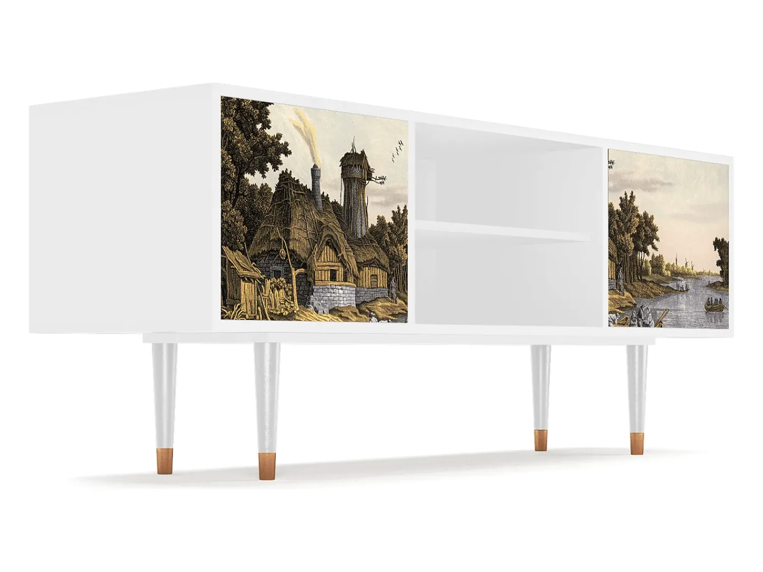 Mueble de TV - 170х69х48 cm - T2 - Mill along a River, Branco^ Móvel De Tv