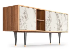 Mueble de TV - 150х69х41 cm - T5 - Milk Marble, Nogueira^ Móvel De Tv