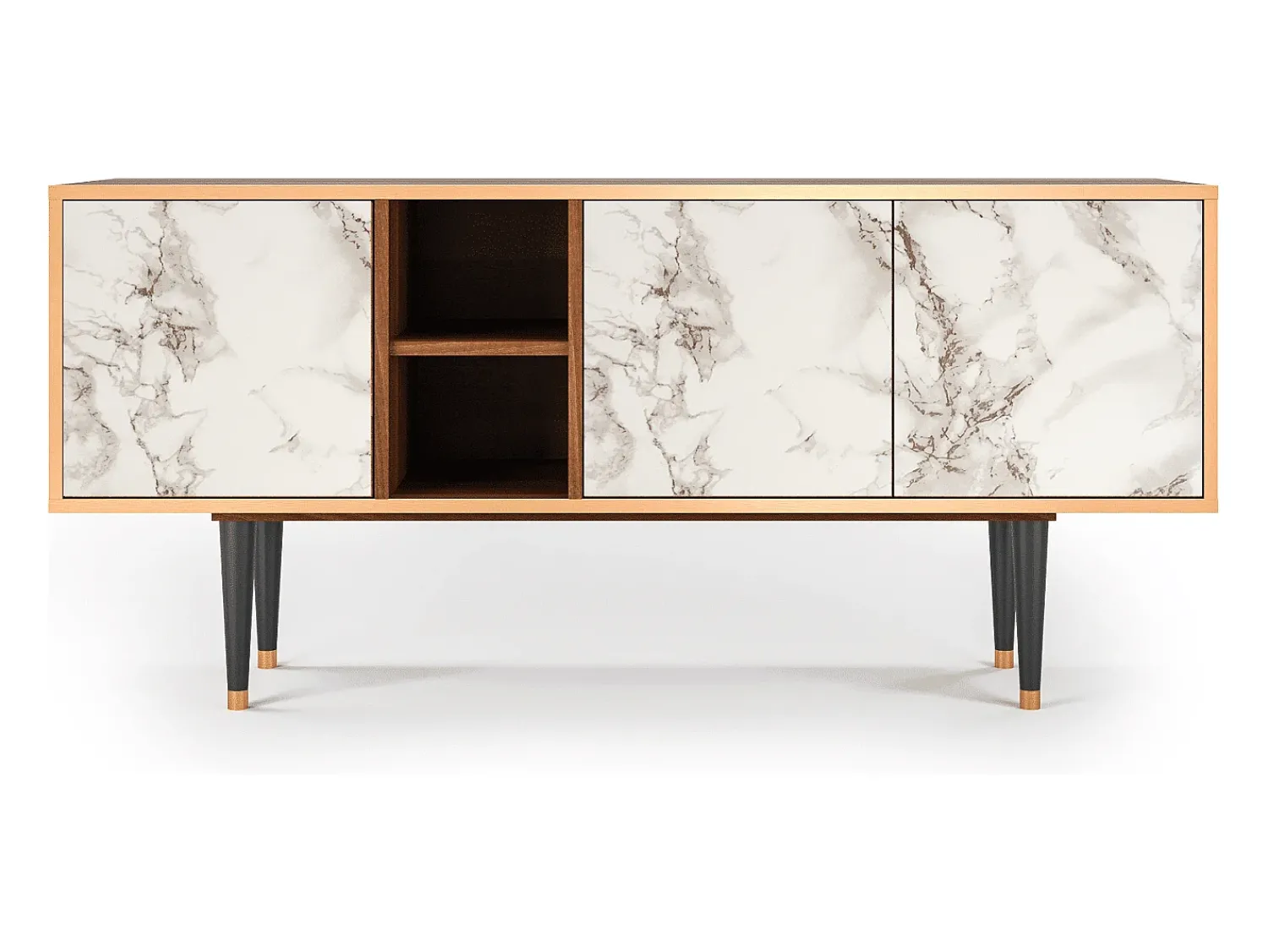 Mueble de TV - 150х69х41 cm - T5 - Milk Marble, Nogueira^ Móvel De Tv