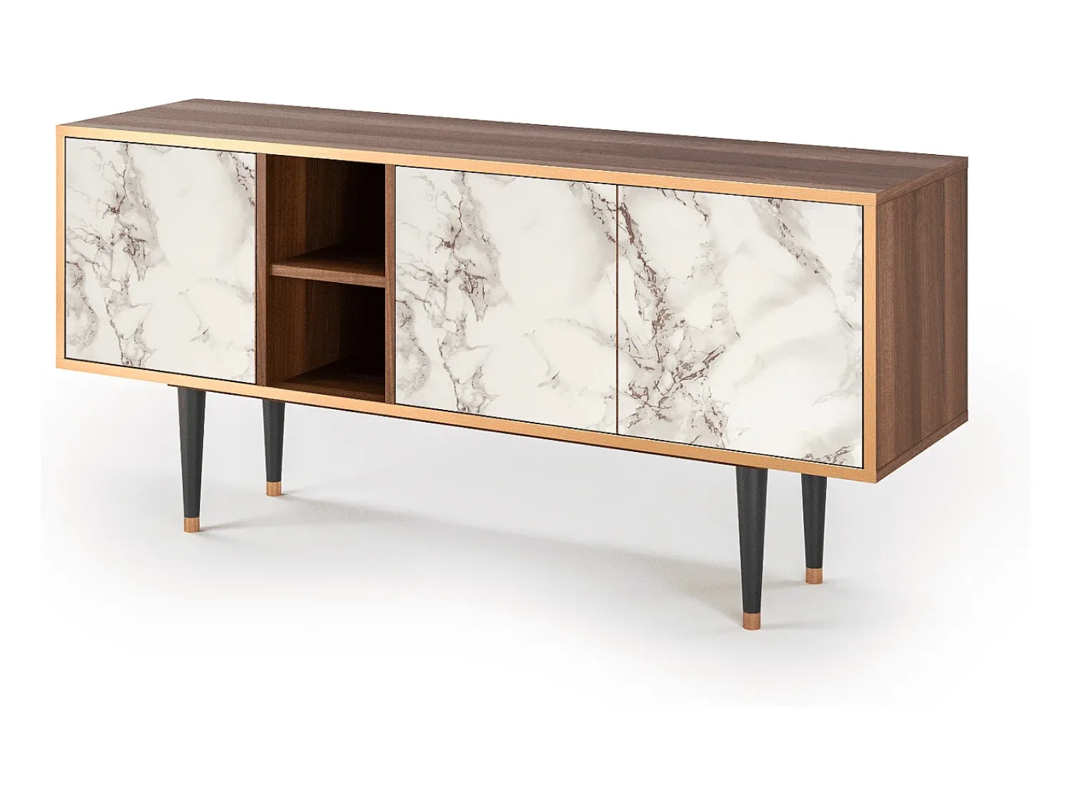 Mueble de TV - 150х69х41 cm - T5 - Milk Marble, Nogueira^ Móvel De Tv