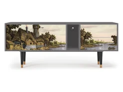 Móvel De Tv| Mueble de TV - 170х69х48 cm - T1 - Mill along a River, Cinza Cinzento