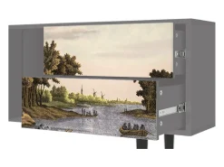 Móvel De Tv| Mueble de TV - 170х69х48 cm - T1 - Mill along a River, Cinza Cinzento
