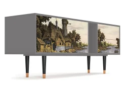 Móvel De Tv| Mueble de TV - 170х69х48 cm - T1 - Mill along a River, Cinza Cinzento