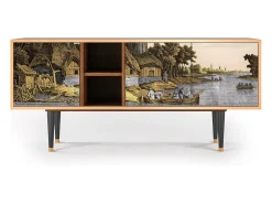 Móvel De Tv| Mueble de TV - 150х69х41 cm - T5 - Mill along a River, Nogueira Castanho