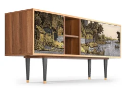 Móvel De Tv| Mueble de TV - 150х69х41 cm - T5 - Mill along a River, Nogueira Castanho
