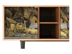 Móvel De Tv| Mueble de TV - 150х69х41 cm - T5 - Mill along a River, Nogueira Castanho
