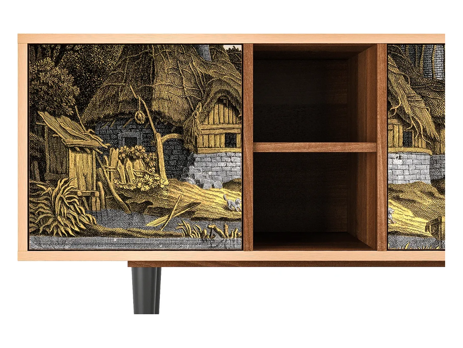 Móvel De Tv| Mueble de TV - 150х69х41 cm - T5 - Mill along a River, Nogueira Castanho