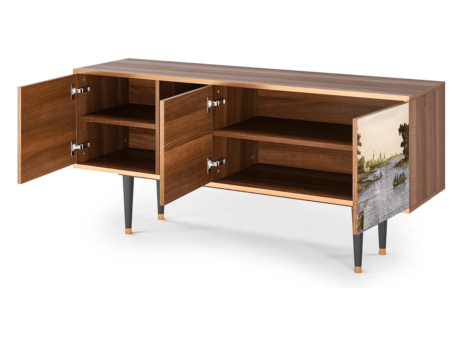 Móvel De Tv| Mueble de TV - 150х69х41 cm - T5 - Mill along a River, Nogueira Castanho