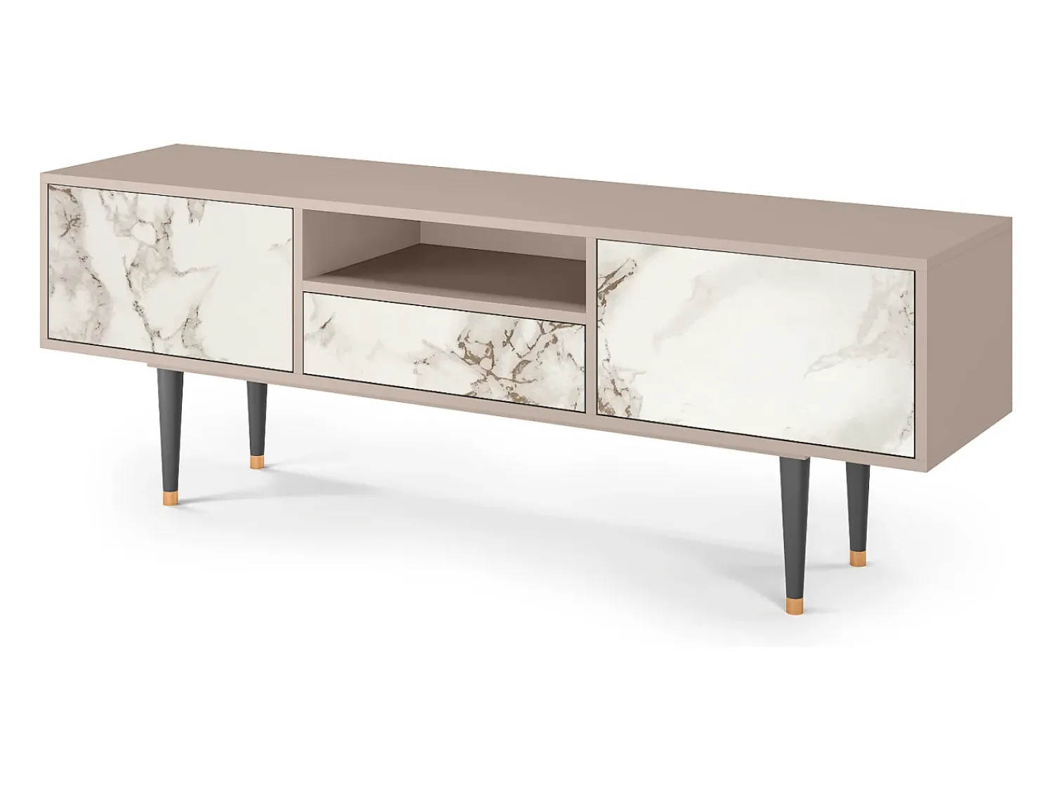 New Mueble de TV - 170х59х41 cm - T6 - Milk Marble, Areia Bege
