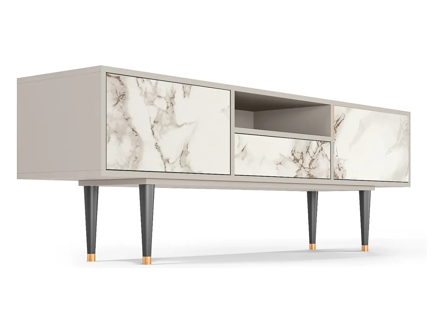 New Mueble de TV - 170х59х41 cm - T6 - Milk Marble, Areia Bege