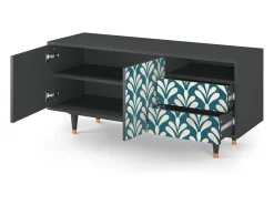 Móvel De Tv| Mueble de TV - 125х56х41 cm - T7 - Milky Tears, Antracite Cinza antracite