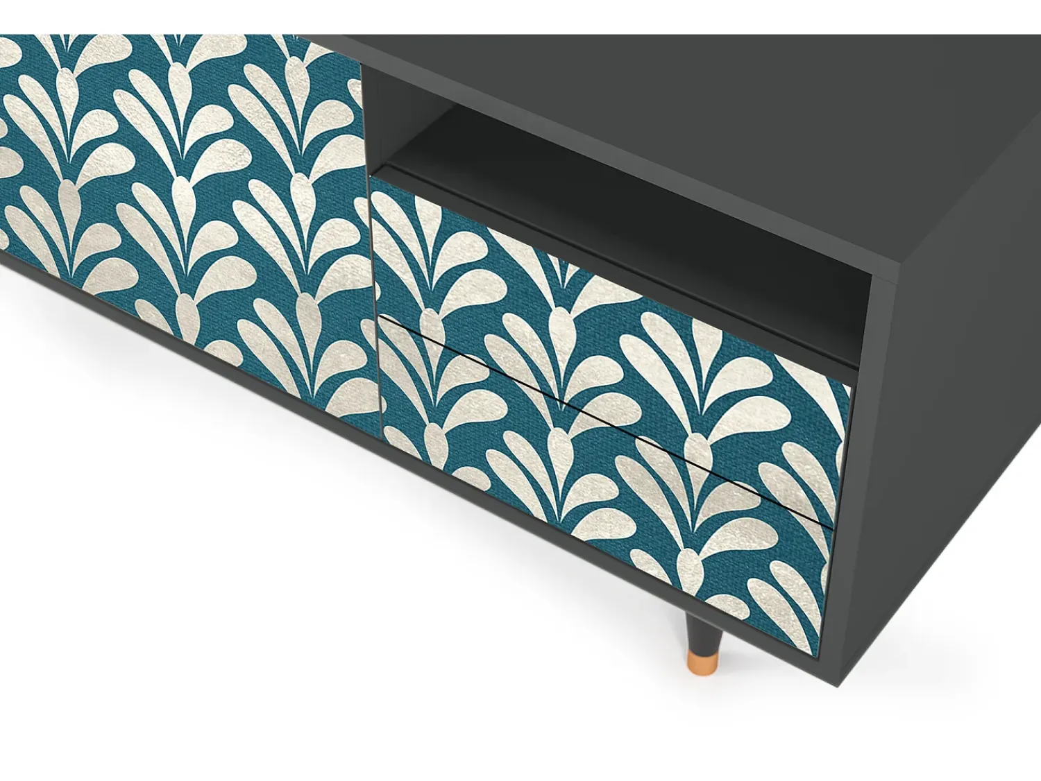 Móvel De Tv| Mueble de TV - 125х56х41 cm - T7 - Milky Tears, Antracite Cinza antracite