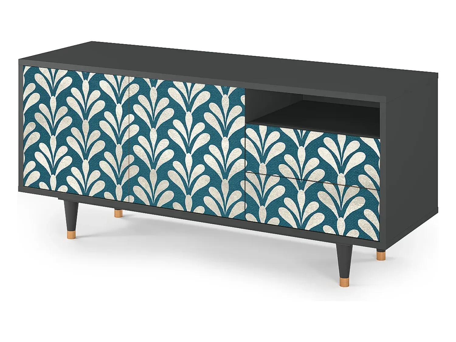 Móvel De Tv| Mueble de TV - 125х56х41 cm - T7 - Milky Tears, Antracite Cinza antracite