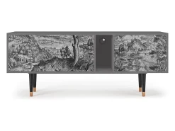 Móvel De Tv| Mueble de TV - 170х69х48 cm - T1 - Milites Requiescentes, Cinza Cinzento
