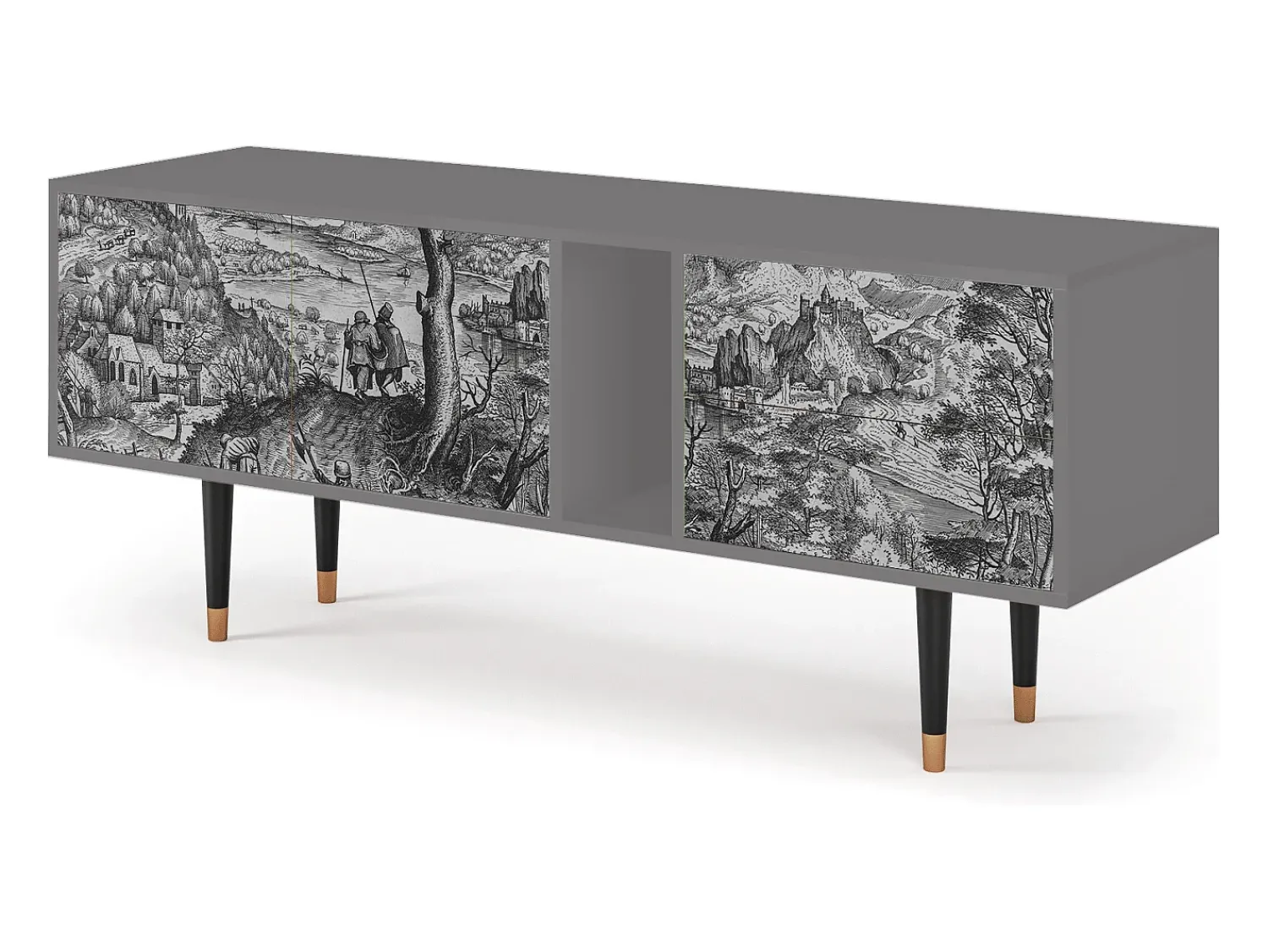 Móvel De Tv| Mueble de TV - 170х69х48 cm - T1 - Milites Requiescentes, Cinza Cinzento