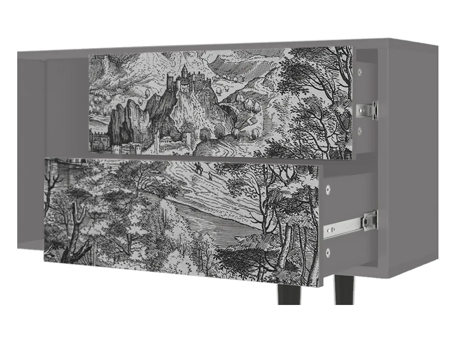 Móvel De Tv| Mueble de TV - 170х69х48 cm - T1 - Milites Requiescentes, Cinza Cinzento