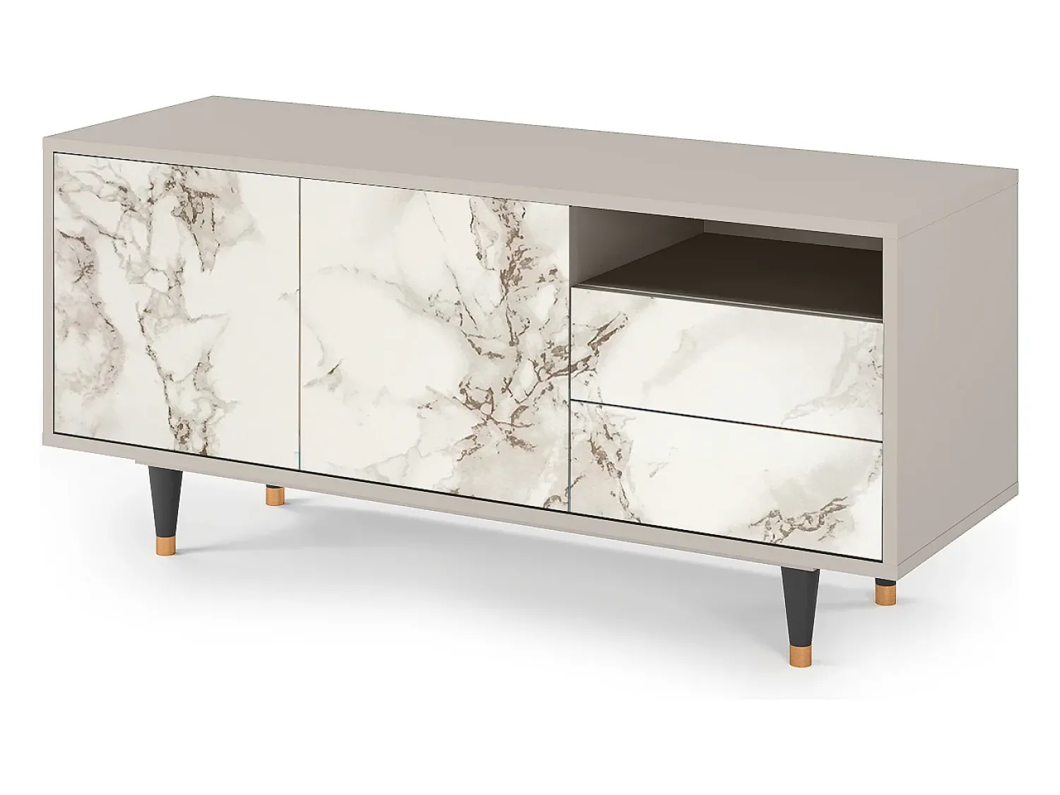 Móvel De Tv| Mueble de TV - 125х56х41 cm - T7 - Milk Marble, Areia Bege