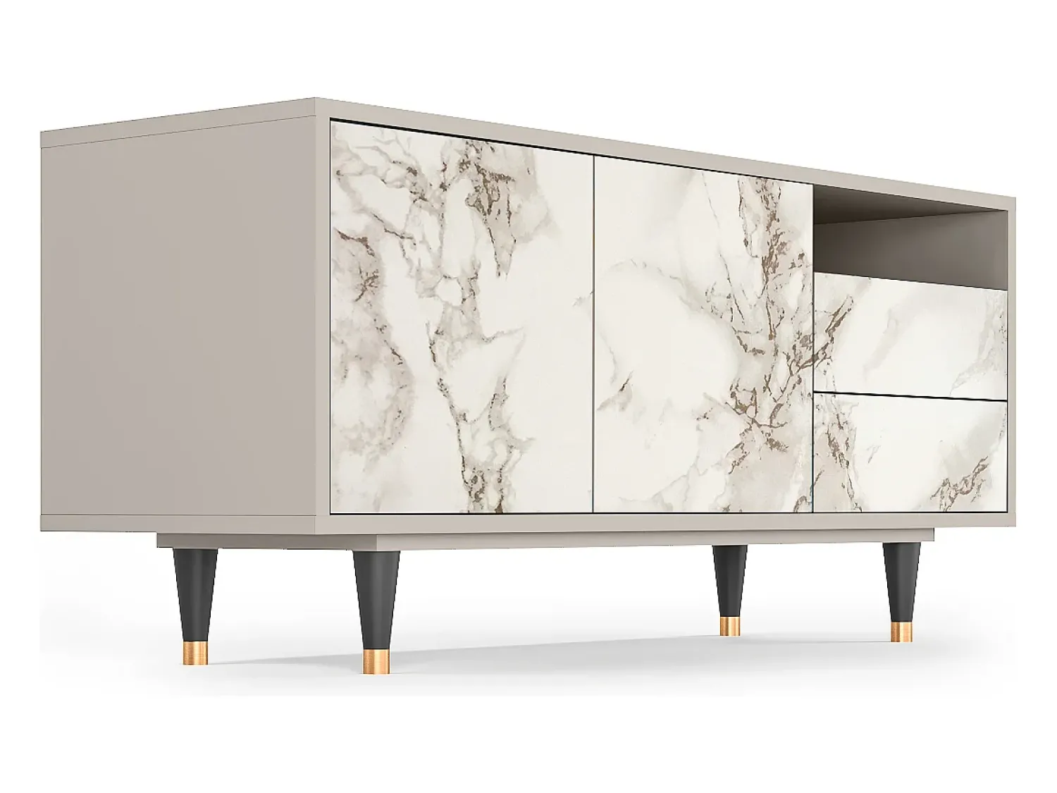 Móvel De Tv| Mueble de TV - 125х56х41 cm - T7 - Milk Marble, Areia Bege