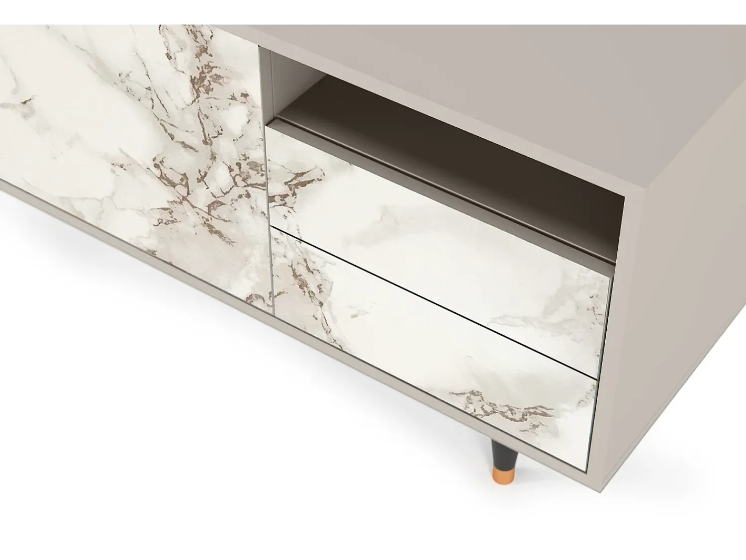 Móvel De Tv| Mueble de TV - 125х56х41 cm - T7 - Milk Marble, Areia Bege