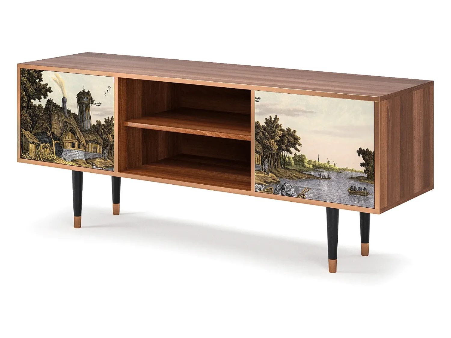 Móvel De Tv| Mueble de TV - 170х69х48 cm - T2 - Mill along a River, Nogueira Castanho