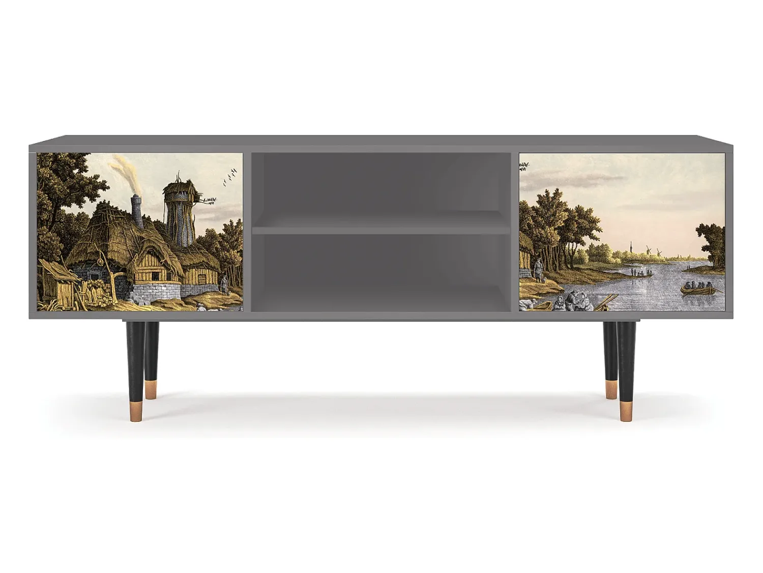 Mueble de TV - 170х69х48 cm - T2 - Mill along a River, Cinza^ Móvel De Tv