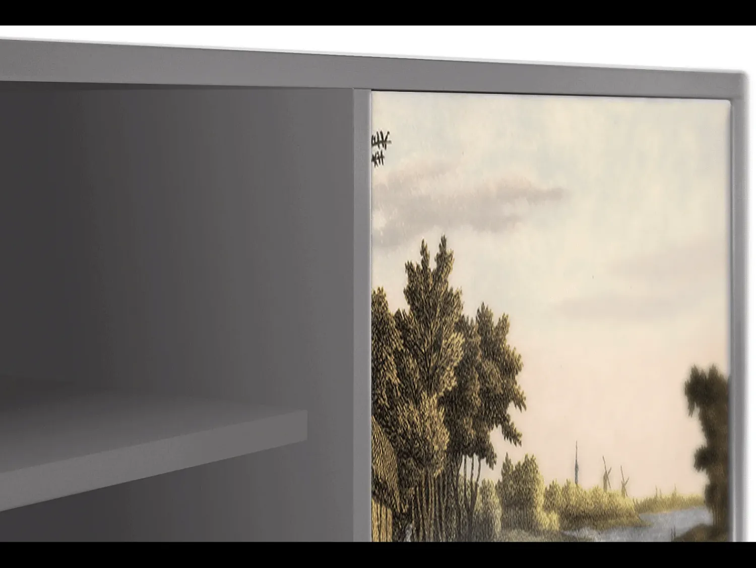 Mueble de TV - 170х69х48 cm - T2 - Mill along a River, Cinza^ Móvel De Tv