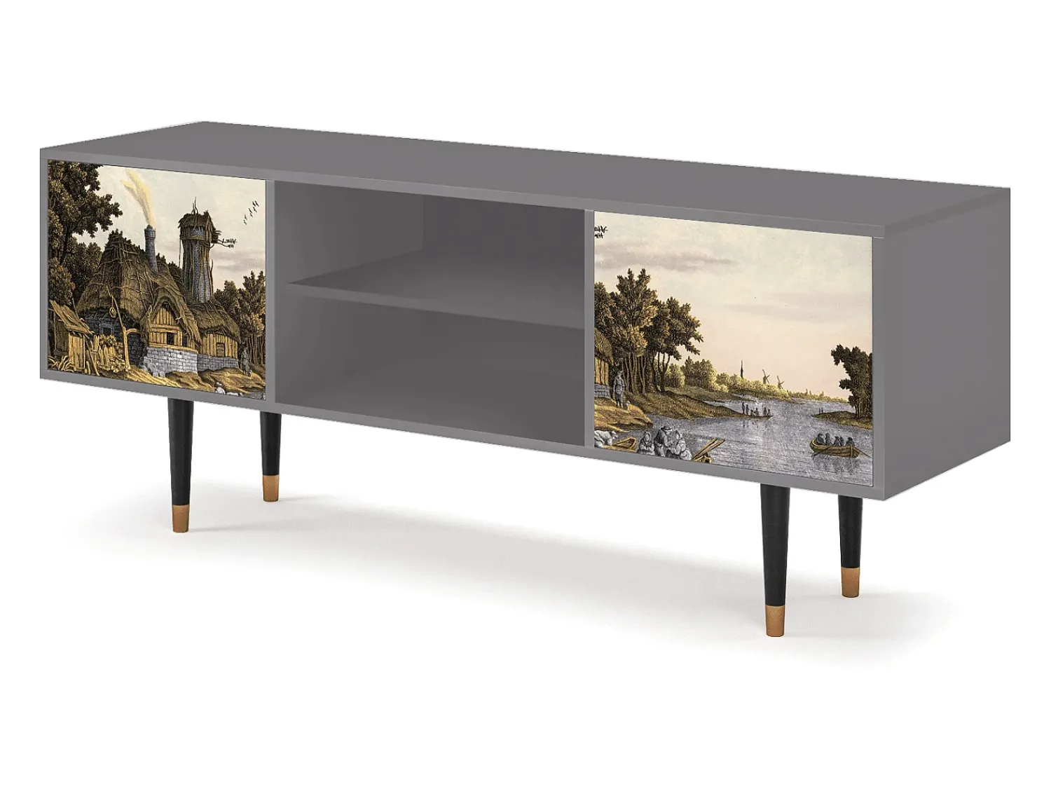 Mueble de TV - 170х69х48 cm - T2 - Mill along a River, Cinza^ Móvel De Tv