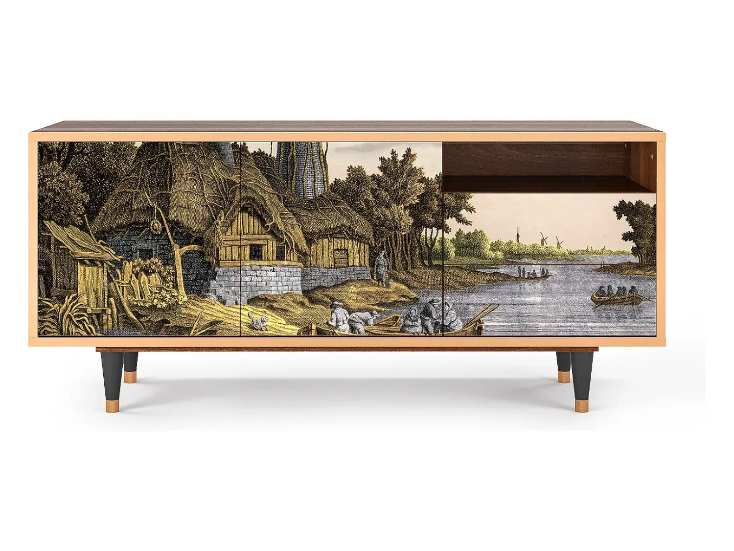 Mueble de TV - 125х56х41 cm - T7 - Mill along a River, Nogueira^ Móvel De Tv