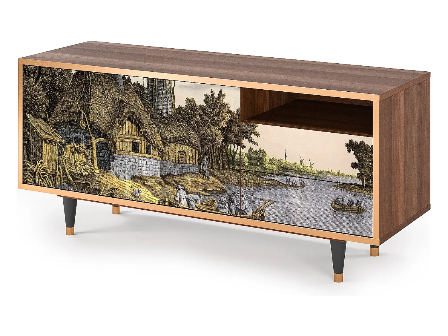 Mueble de TV - 125х56х41 cm - T7 - Mill along a River, Nogueira^ Móvel De Tv
