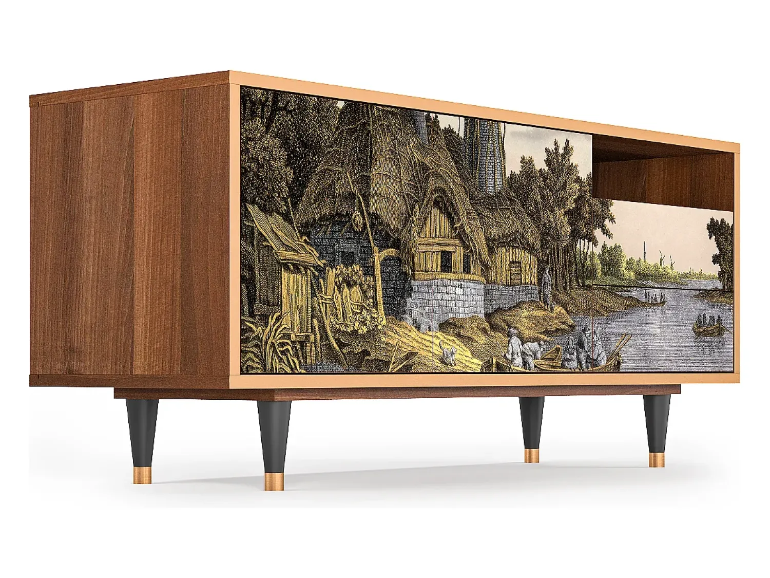 Mueble de TV - 125х56х41 cm - T7 - Mill along a River, Nogueira^ Móvel De Tv