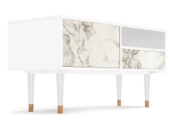 Discount Mueble de TV - 115х59х48 cm - T3 - Milk Marble, Branco Bege