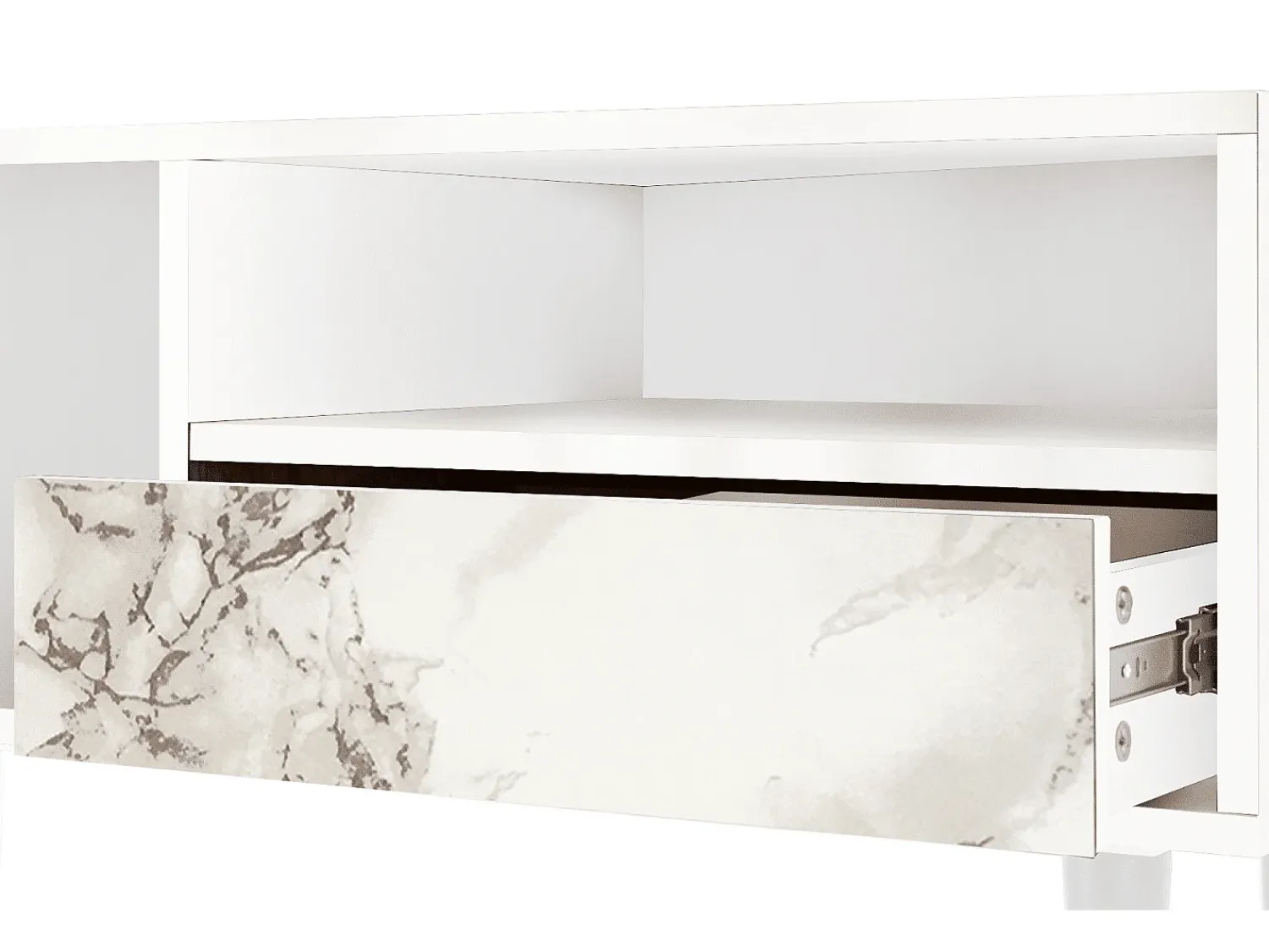 Discount Mueble de TV - 115х59х48 cm - T3 - Milk Marble, Branco Bege