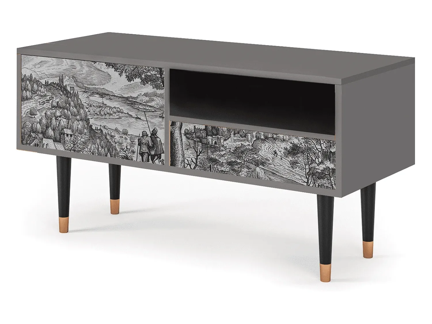 Mueble de TV - 115х59х48 cm - T3 - Milites Requiescentes, Cinza^ Móvel De Tv