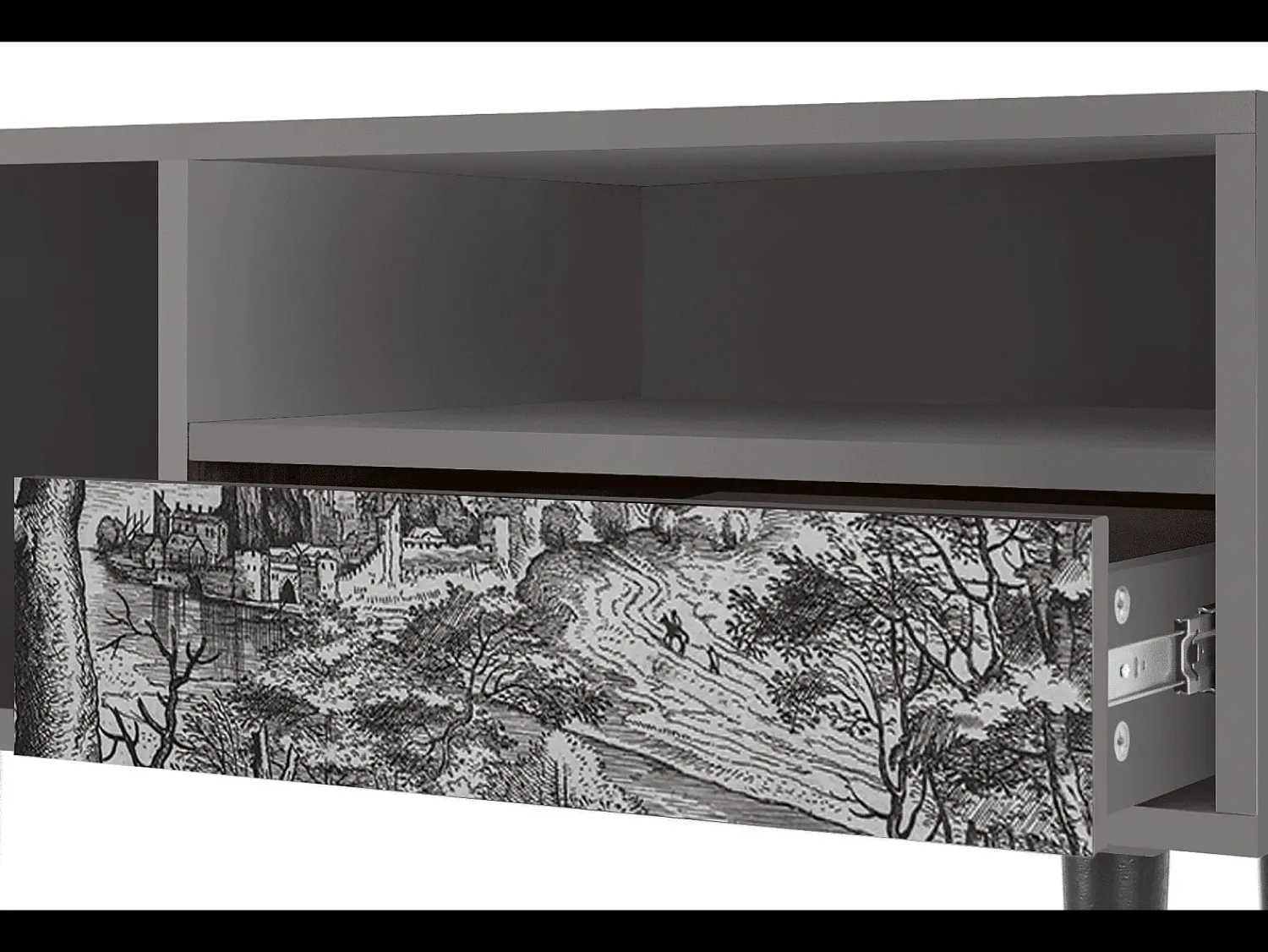 Mueble de TV - 115х59х48 cm - T3 - Milites Requiescentes, Cinza^ Móvel De Tv