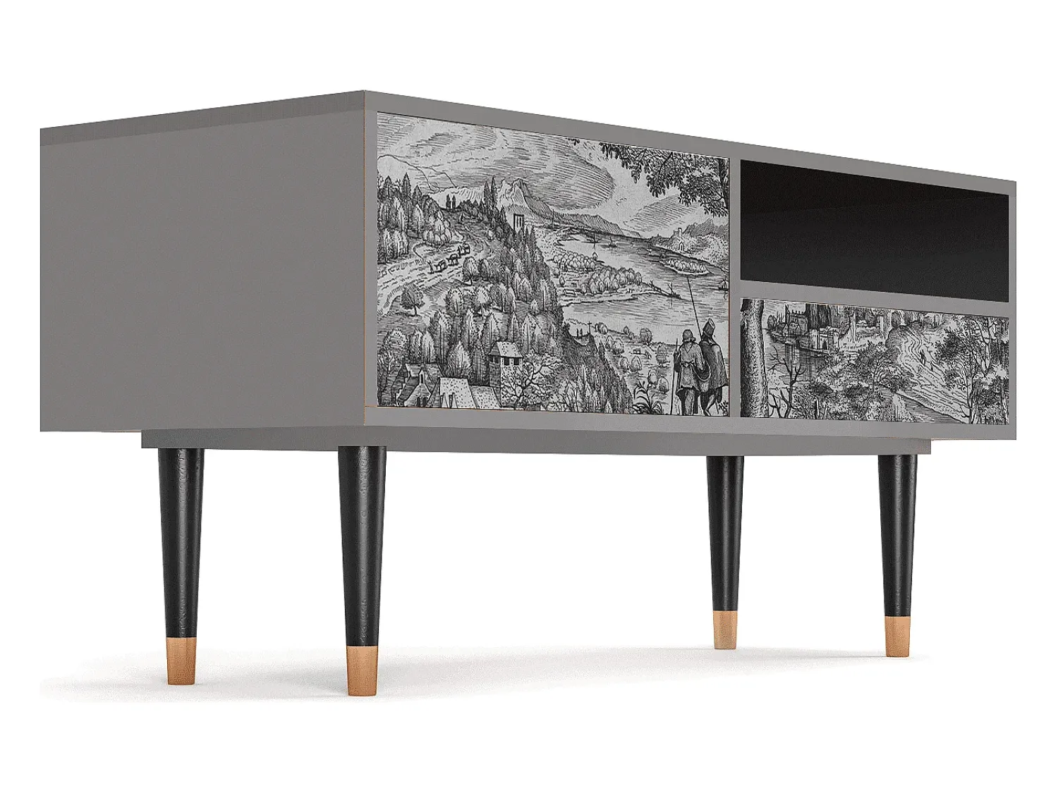 Mueble de TV - 115х59х48 cm - T3 - Milites Requiescentes, Cinza^ Móvel De Tv