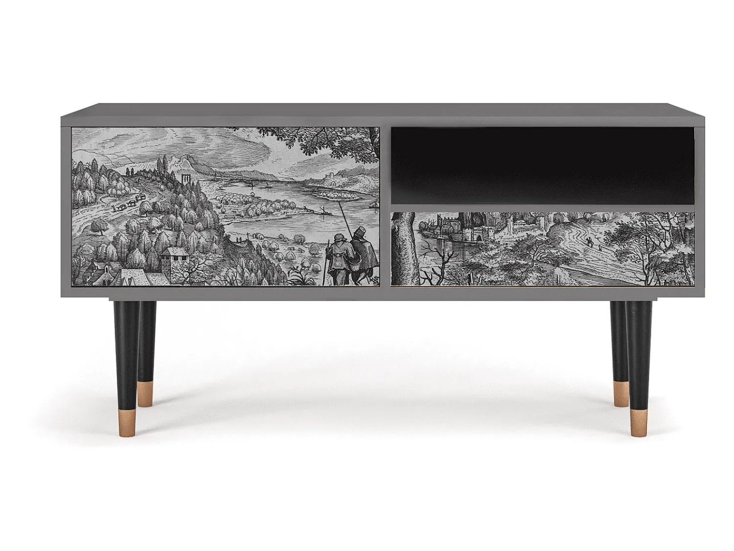 Mueble de TV - 115х59х48 cm - T3 - Milites Requiescentes, Cinza^ Móvel De Tv