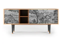 Móvel De Tv| Mueble de TV - 150х69х41 cm - T5 - Milites Requiescentes, Nogueira Castanho