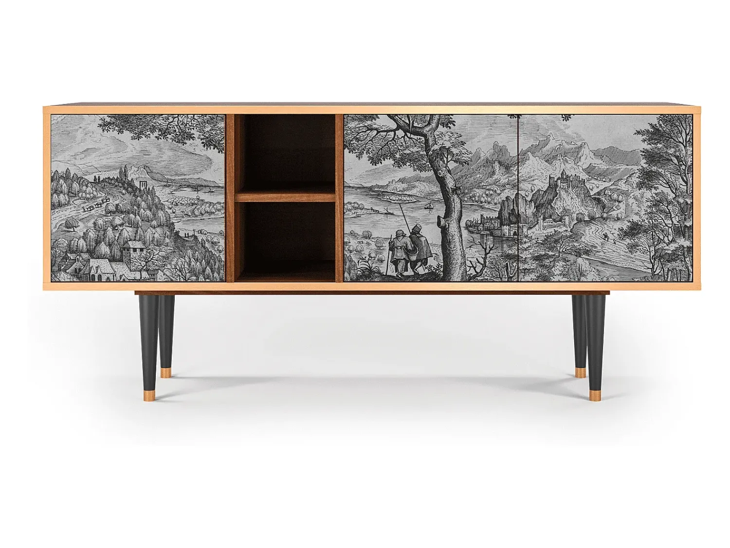 Móvel De Tv| Mueble de TV - 150х69х41 cm - T5 - Milites Requiescentes, Nogueira Castanho