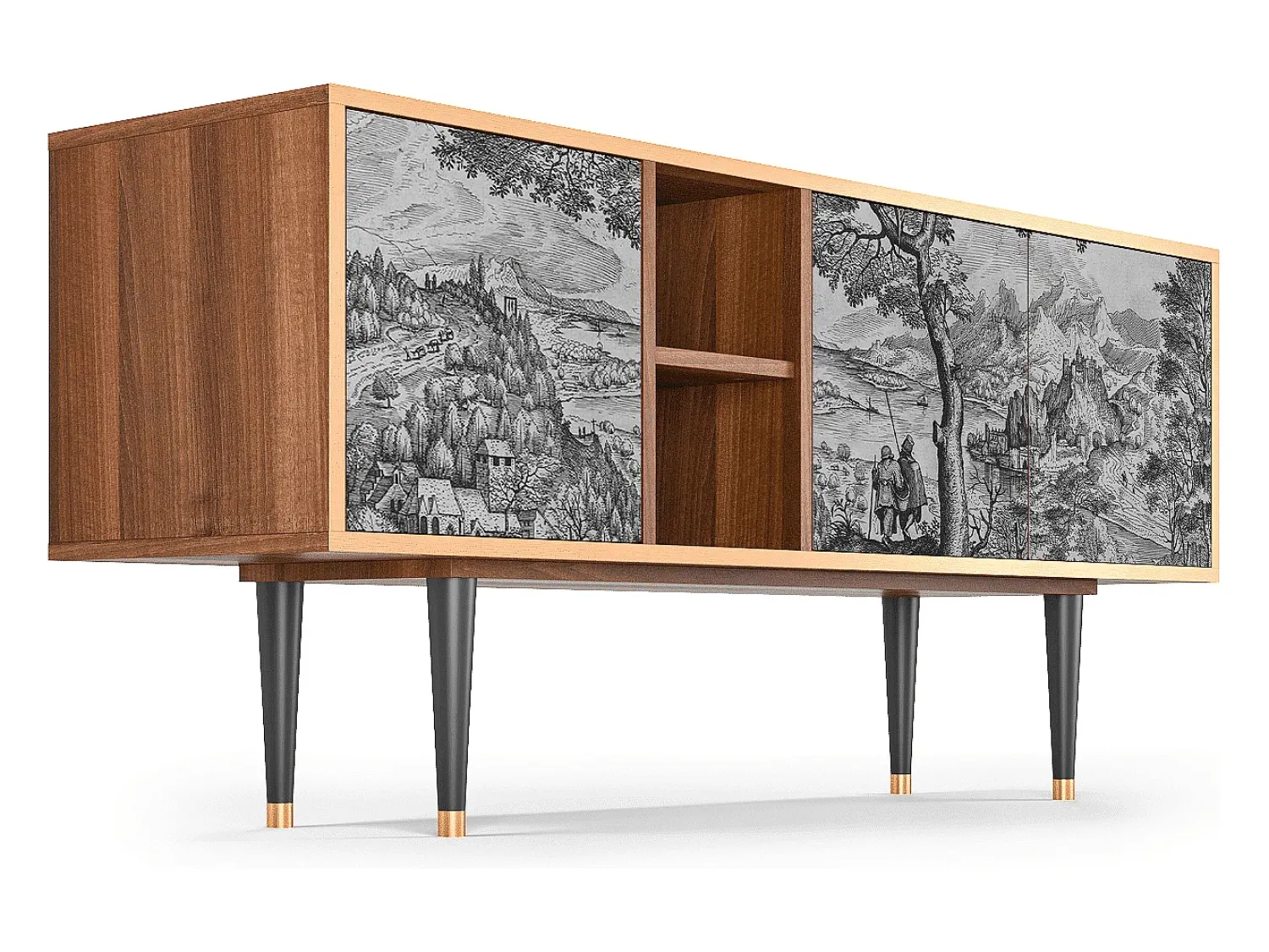 Móvel De Tv| Mueble de TV - 150х69х41 cm - T5 - Milites Requiescentes, Nogueira Castanho