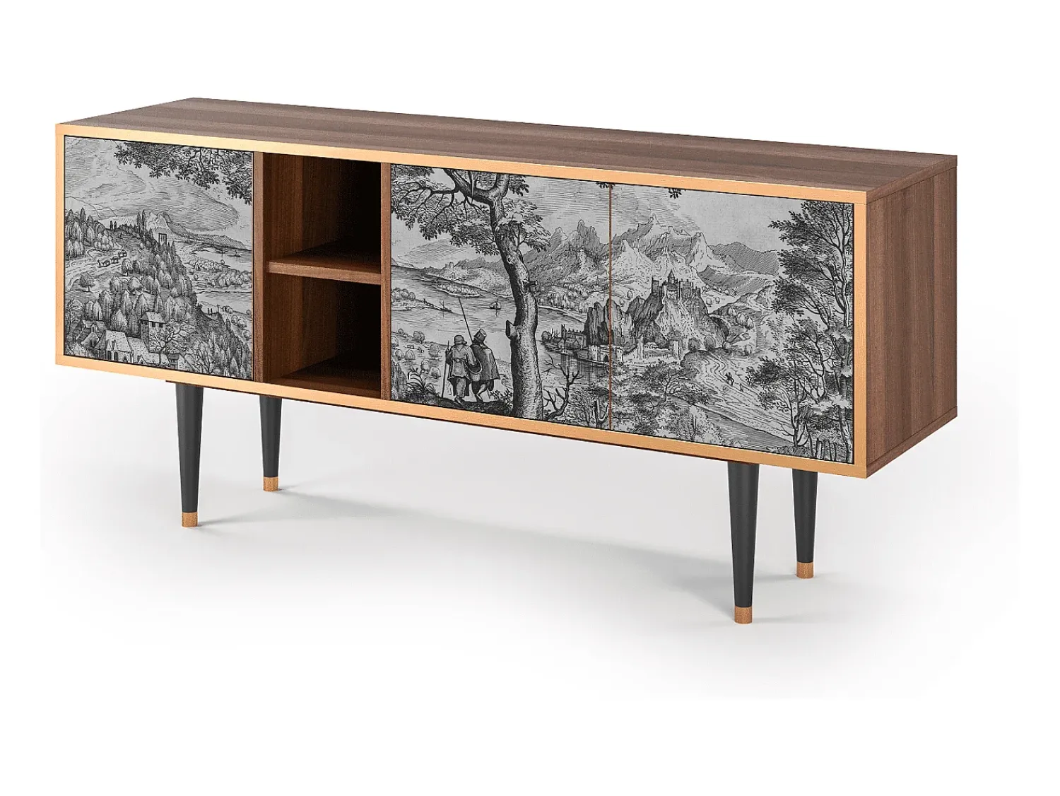 Móvel De Tv| Mueble de TV - 150х69х41 cm - T5 - Milites Requiescentes, Nogueira Castanho