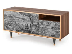 Móvel De Tv* Mueble de TV - 125х56х41 cm - T7 - Milites Requiescentes, Nogueira Castanho