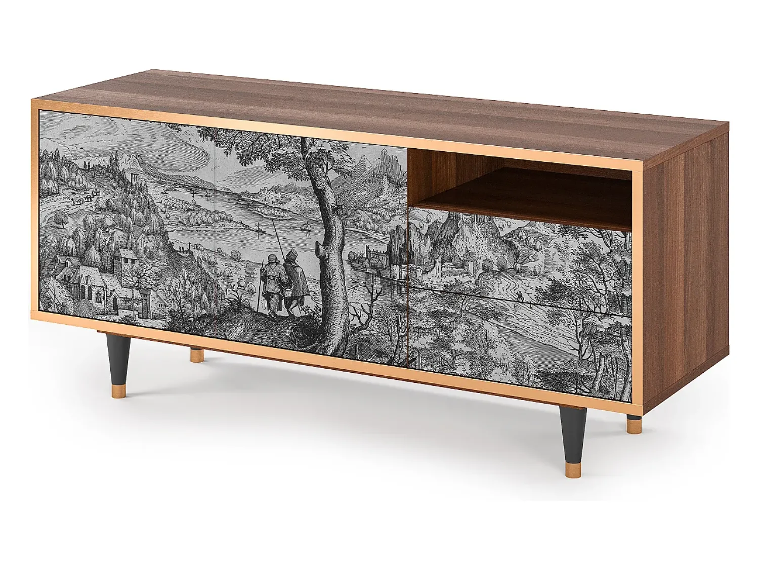 Móvel De Tv* Mueble de TV - 125х56х41 cm - T7 - Milites Requiescentes, Nogueira Castanho