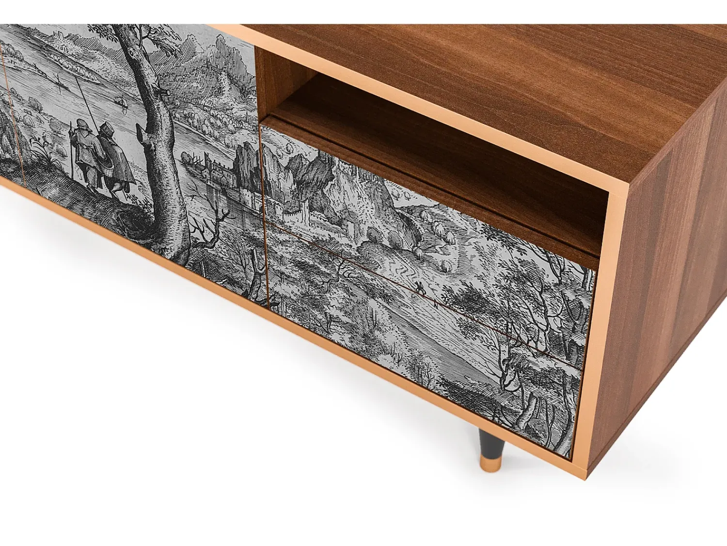 Móvel De Tv* Mueble de TV - 125х56х41 cm - T7 - Milites Requiescentes, Nogueira Castanho