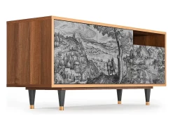 Móvel De Tv* Mueble de TV - 125х56х41 cm - T7 - Milites Requiescentes, Nogueira Castanho