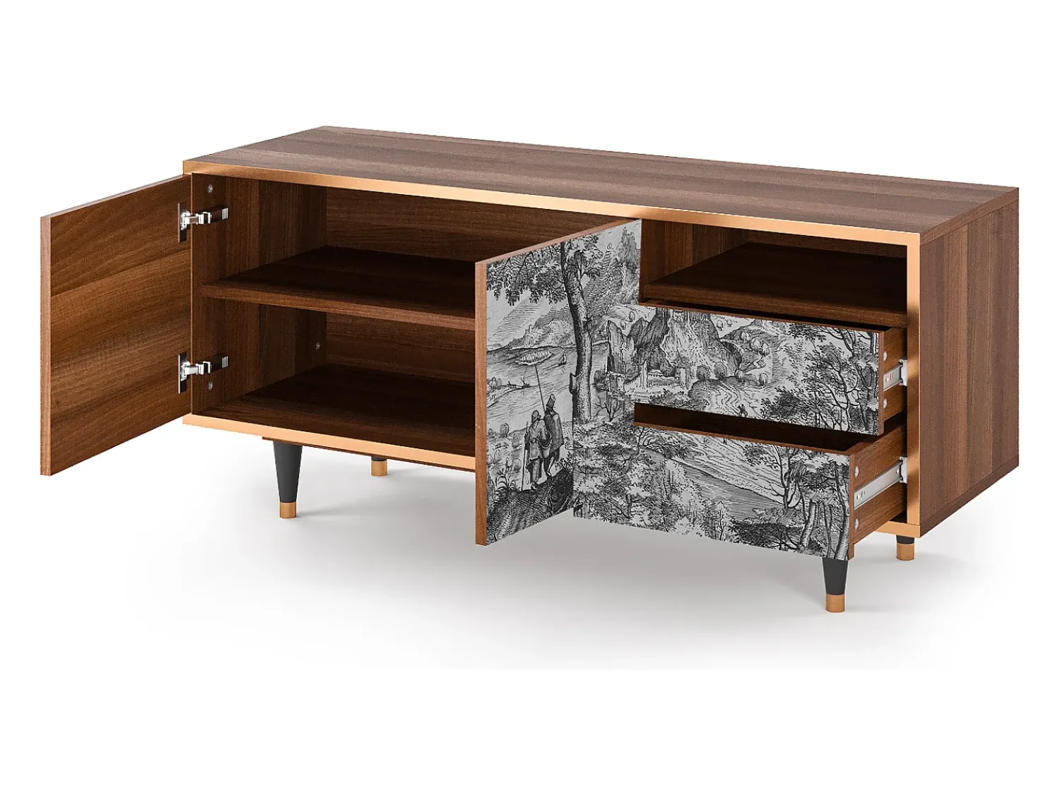 Móvel De Tv* Mueble de TV - 125х56х41 cm - T7 - Milites Requiescentes, Nogueira Castanho
